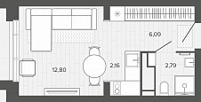 Студия 24 кв. м