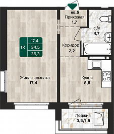 Однушка 36 кв. м