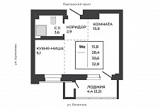 Студия 33 кв. м