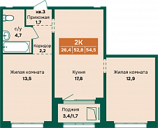 Евротрешка 55 кв. м