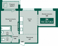Двушка 45 кв. м
